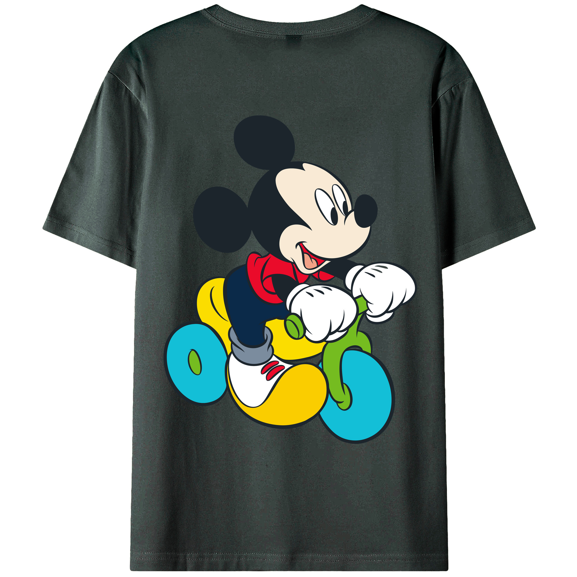 ミッキーマウス Mickey Mouse 綿100％ メンズ半袖Tシャツ（バックプリント） 通気性